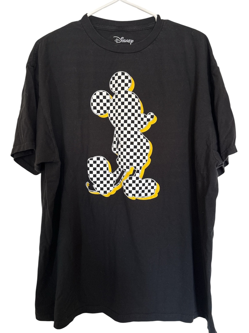 Disney Mickey Mouse Checkerboard Graphic Tee Shirt Black Size 2X Unisex